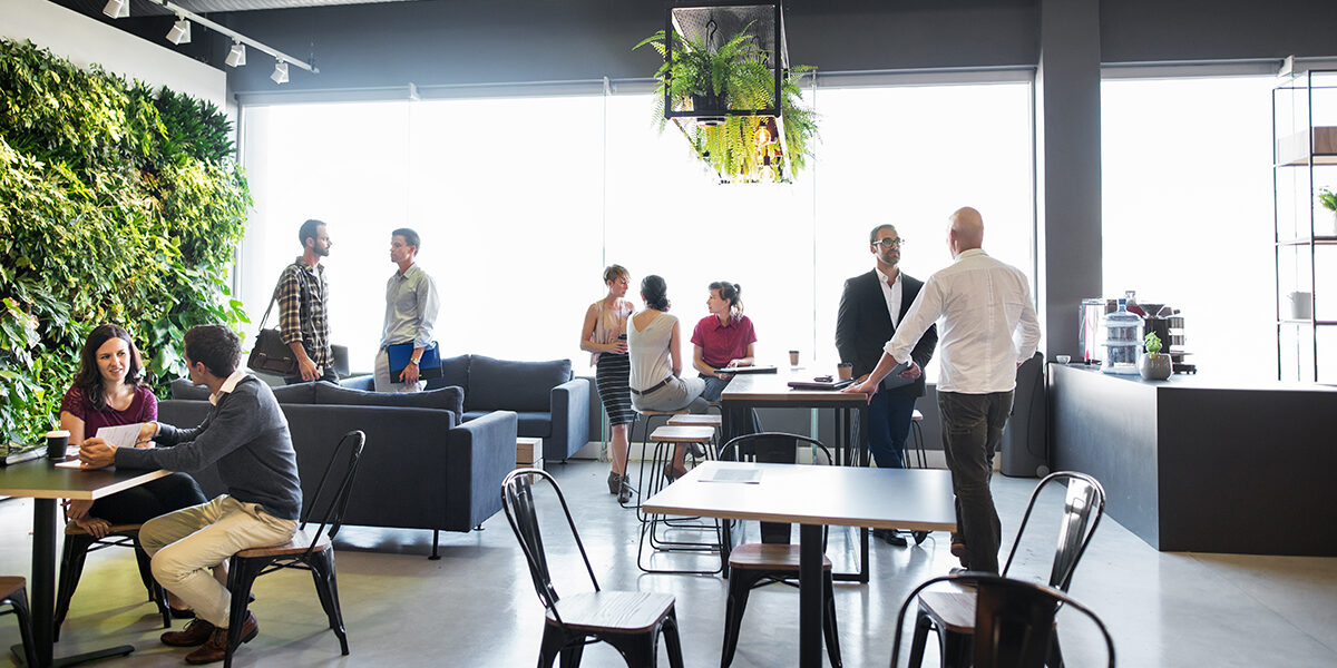 Busy office common area