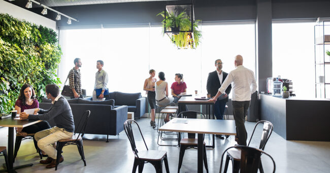 Busy office common area