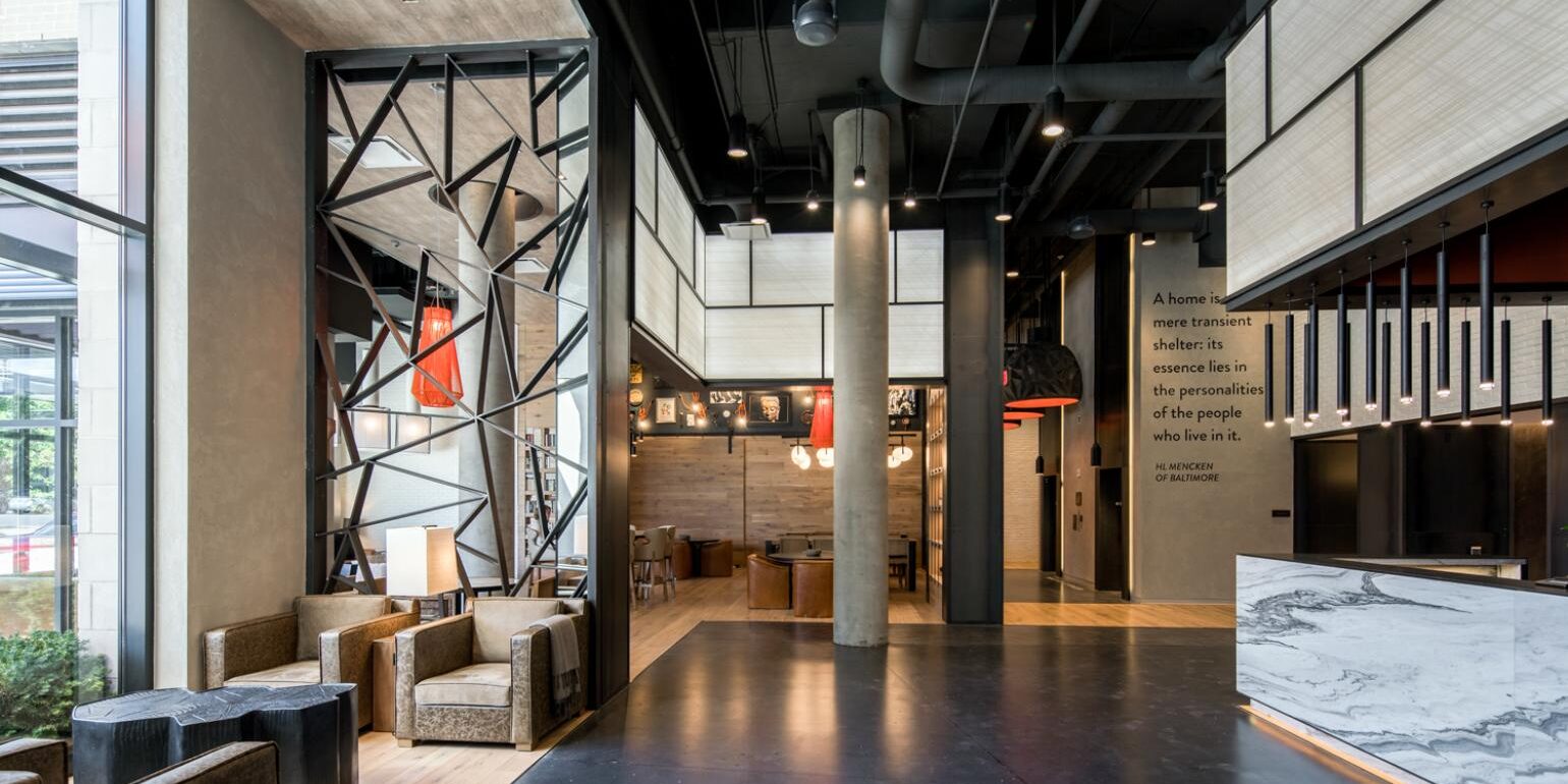 modern apartment bldg lobby